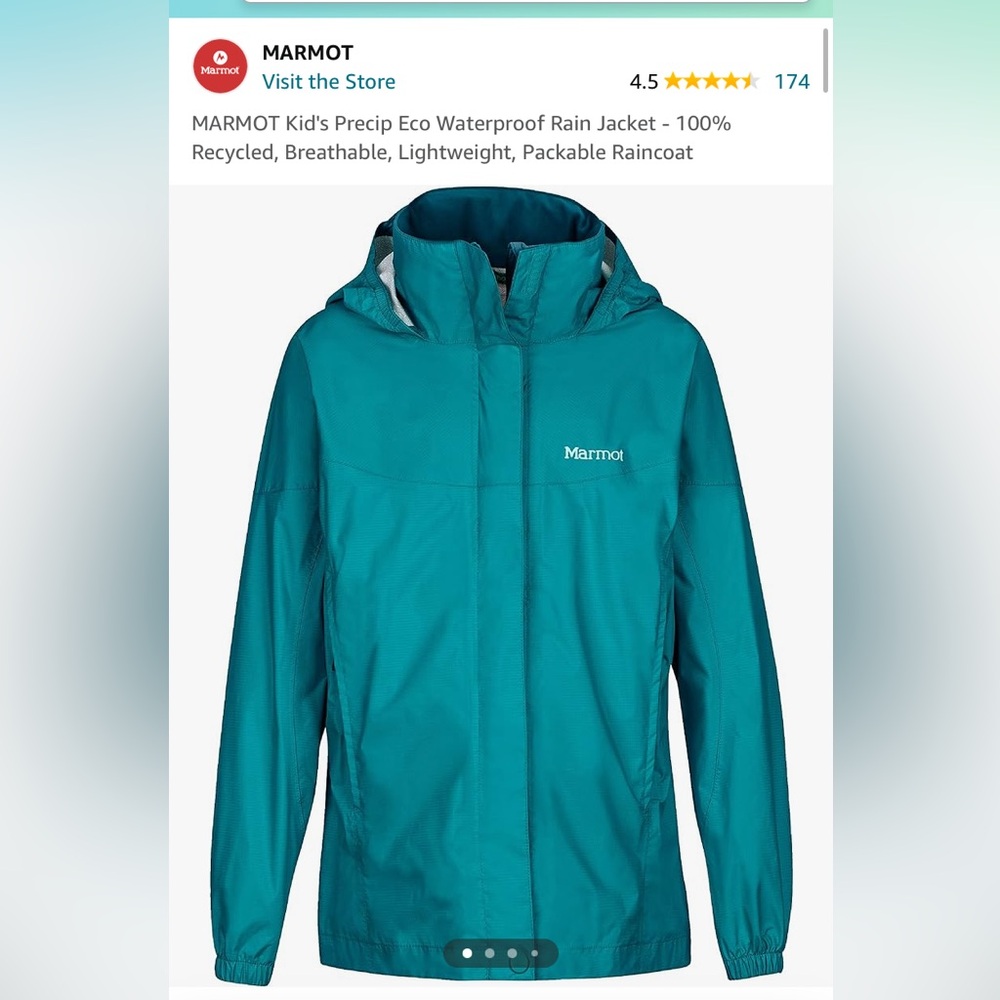Like new Marmot kids waterproof rain jacket two sizes available XL L